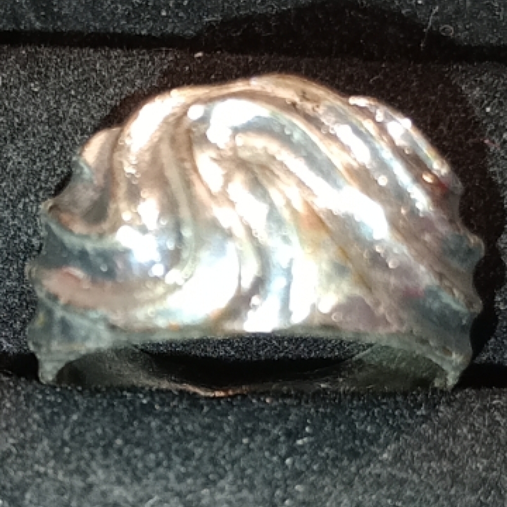 Vintage Silver Tone Wave Band Ring By Preco/Unisex